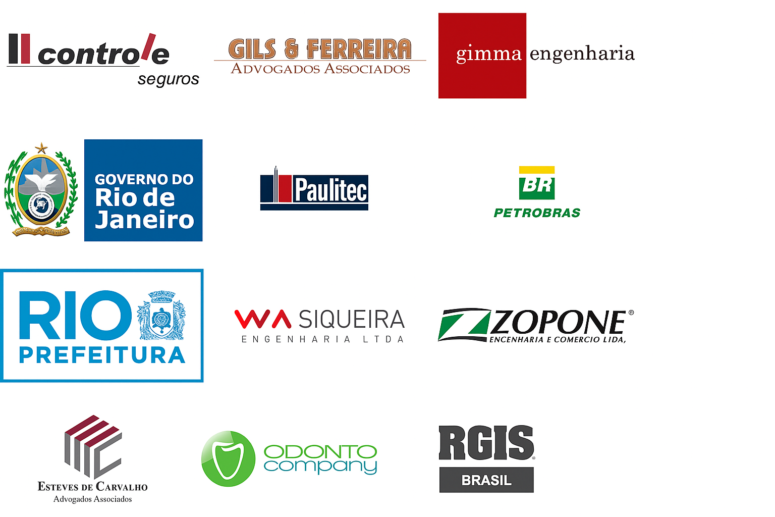Logos dos clientes da Qualiserv